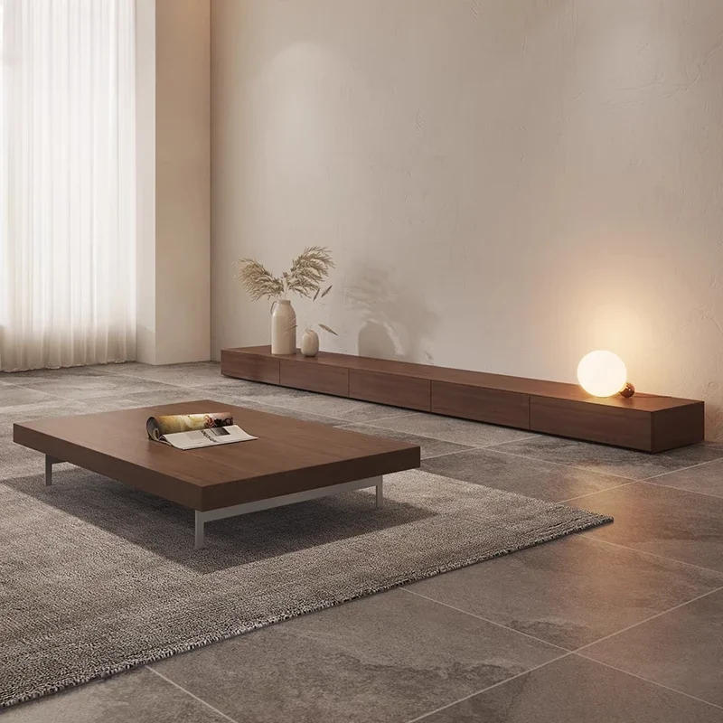 Black walnut coffee table TV cabinet combination Nordic minimalist designer living room light luxury Japanese modern surprise qu