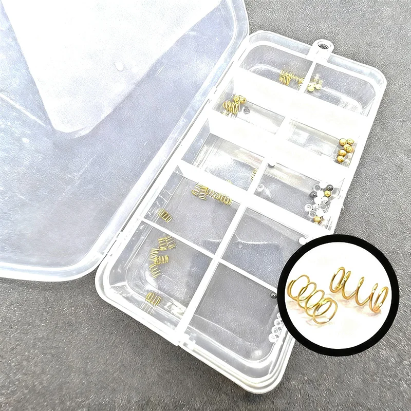 ชุดอุปกรณ์เสริม EDC กล่องใส่ของเล่นฟิดเจ็ตแบบกดกลไก ชุบทอง พร้อมสปริง อุปกรณ์เสริมทำจากซิลิคอนไนไตรด์ แก้ว POM และลูกปัดเซรามิก