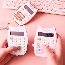 Portable Calculator Cute Cat Handheld Calculator for Students, Battery Power Electronic Calculator with 12-digit LED Display