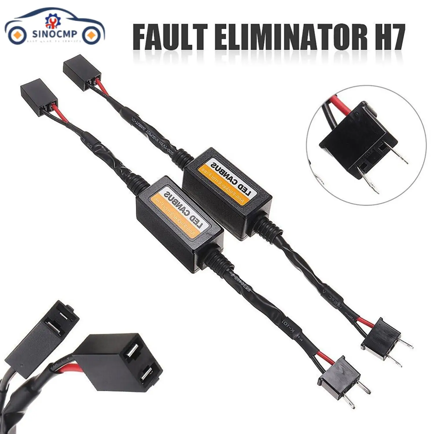 2pcs Automotive H7 LED Headlight CANbus EMC Decoder Canceller Error-Free Resistor Anti-Flicker Aftermarket Accessories