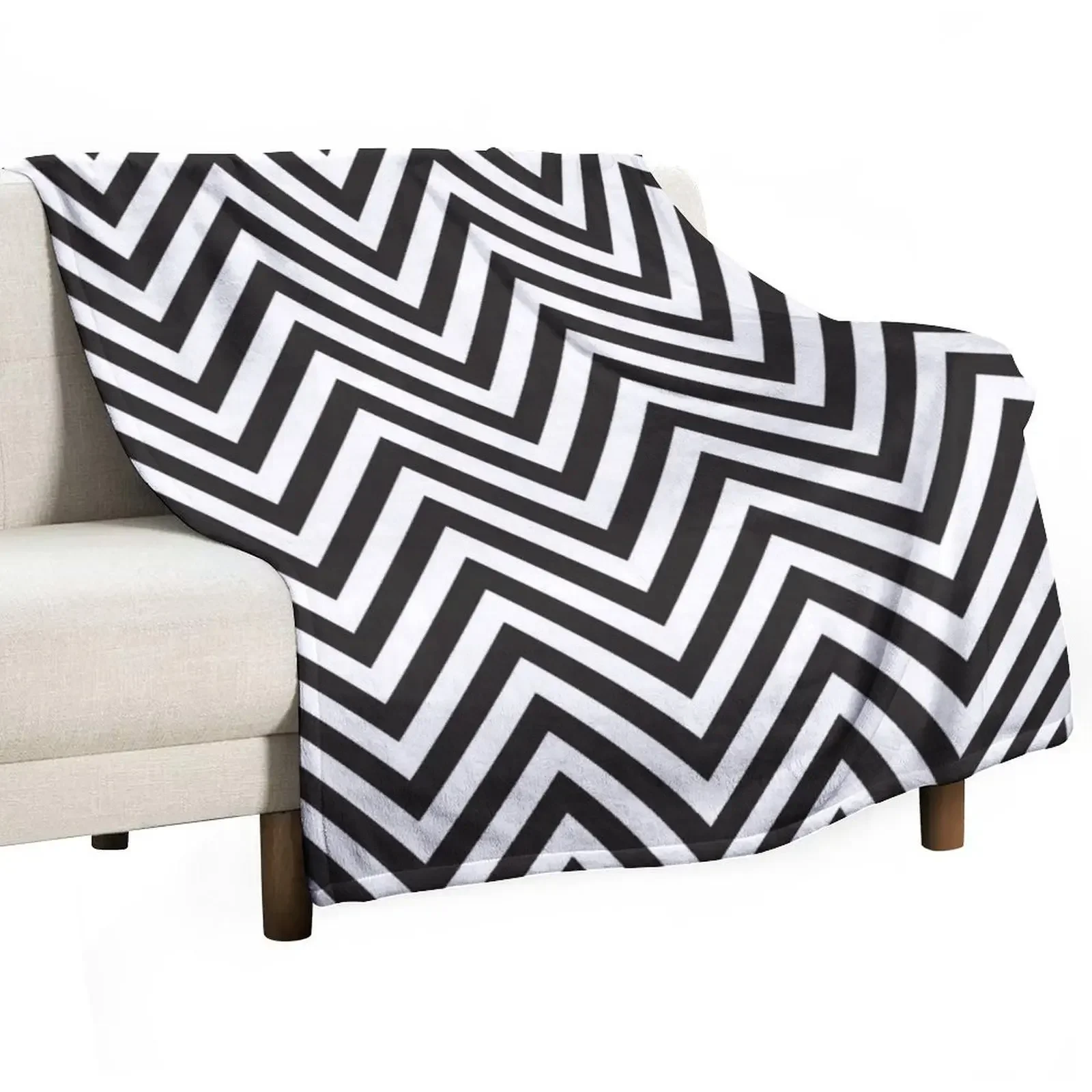 MODERN CHEVRON PATTERN bold monochrome black + white Throw Blanket Thermals For Travel Bed linens Sleeping Bag Large Blankets