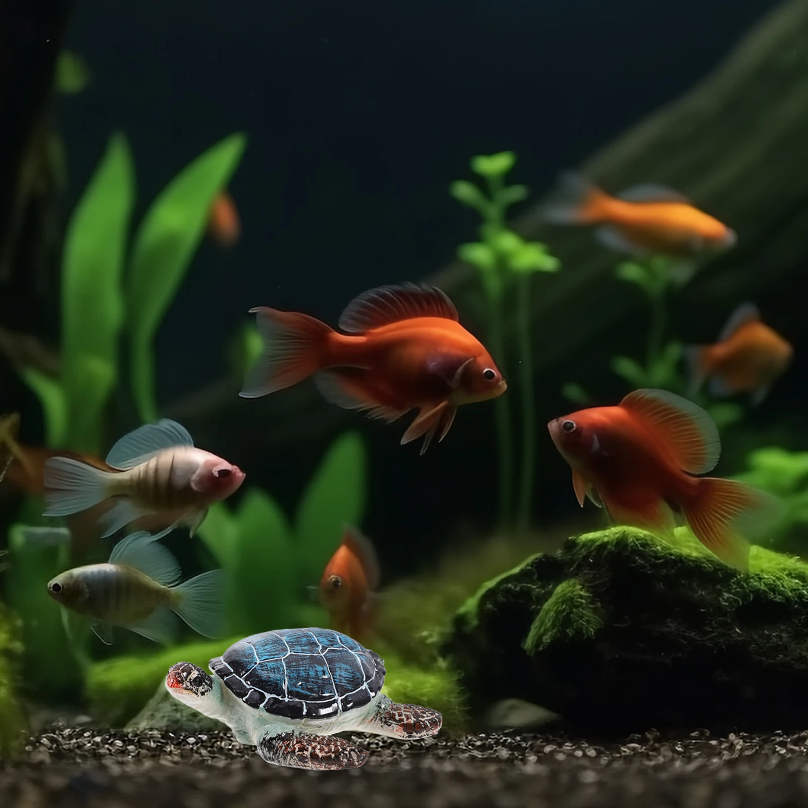 

Blue Turtle Ornaments Aquarium Decor Beach Figurines Statue Realistic Sea Turtle Miniature Garden Resin Animals Variety Pack
