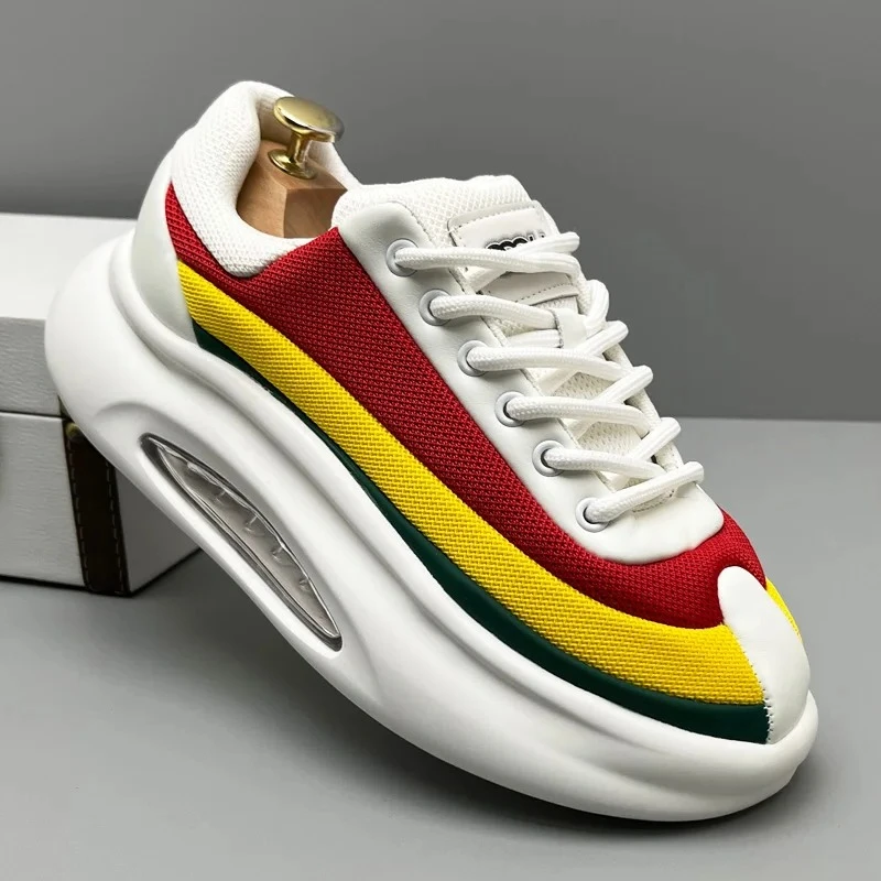 

Luxury Mans Chunky Heel Sneakers Fashion Mesh Breathable Male Casual Shoes Platform Men Outdoor Trainers Tenis Masculino