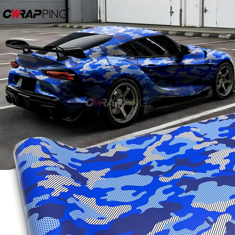 Camo Vinyl Wrap Car Wrapping Aufkleber Aufkleber für Auto Tuning Zubehör Auto Blau Selbstklebende Folie Jeep Off-Road Motorräder