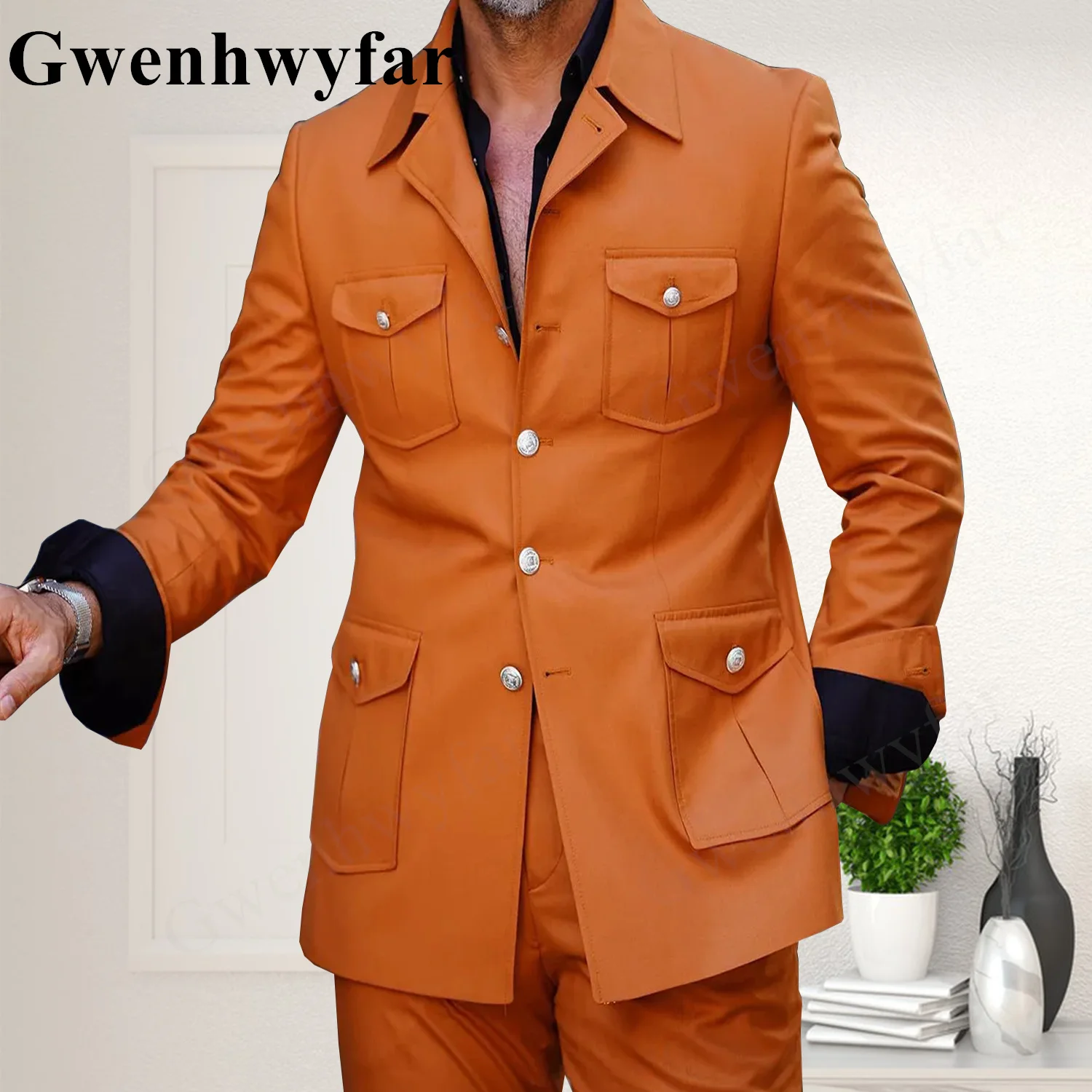 

Gwenhwyfar Jacket+Pants 2 Pieces Set / 2025 Fashion New Men's Casual Boutique Business Dress Wedding Groom Suit Coat Blazers