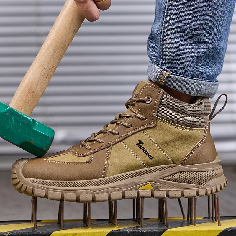Safety Work Shoes for Men Microfiber Upper Rubber Outsole Plastic Toe Cap Anti-Puncture  Anti-Smashing Insulated  Safey Shoes