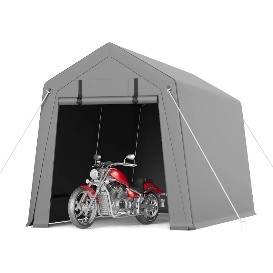 Carport storage shed for motorcycle, bike, garden tools, firewood; heavy-duty waterproof tarp; black; durable, reliable protect