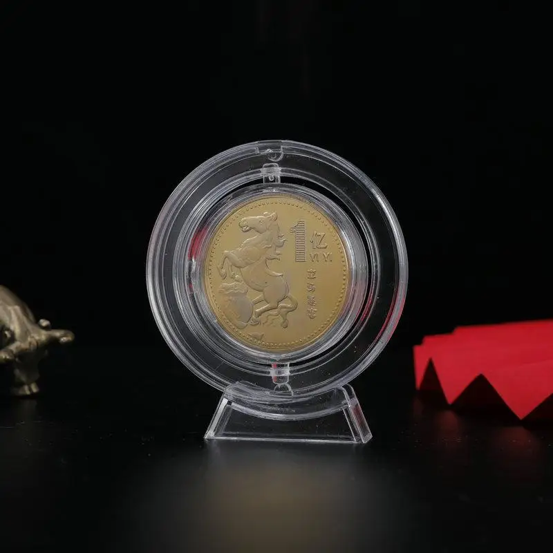 

2026 Zodiac Commemorative Medal Year Of The Horse Coin With Rotatable Holder Portable Storage Stand
