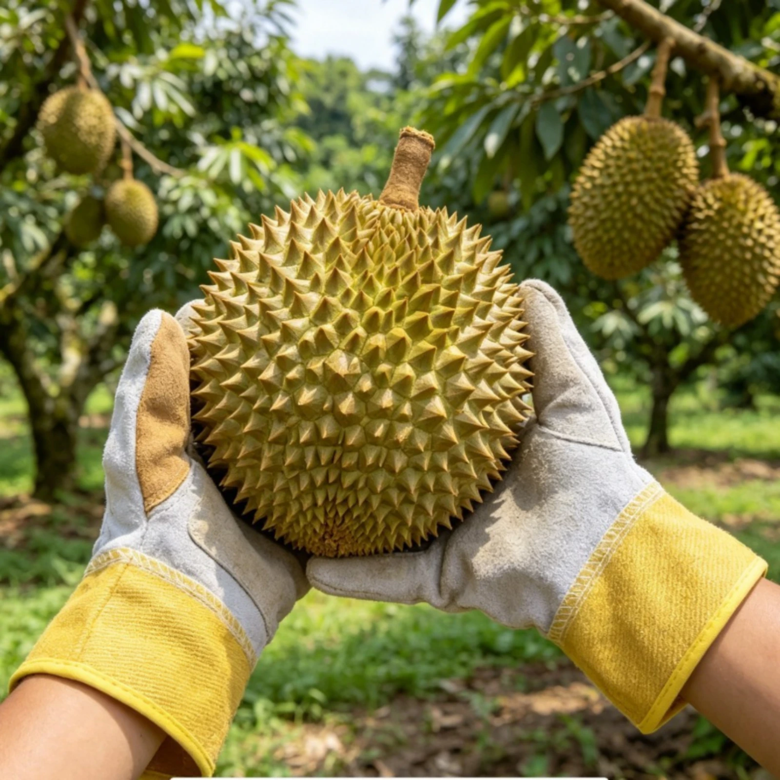 Leather Work Gloves Fruit Picking Five-Finger Work Gloves Heavy Duty Reinforced Seams Hand Protection Textured Surface