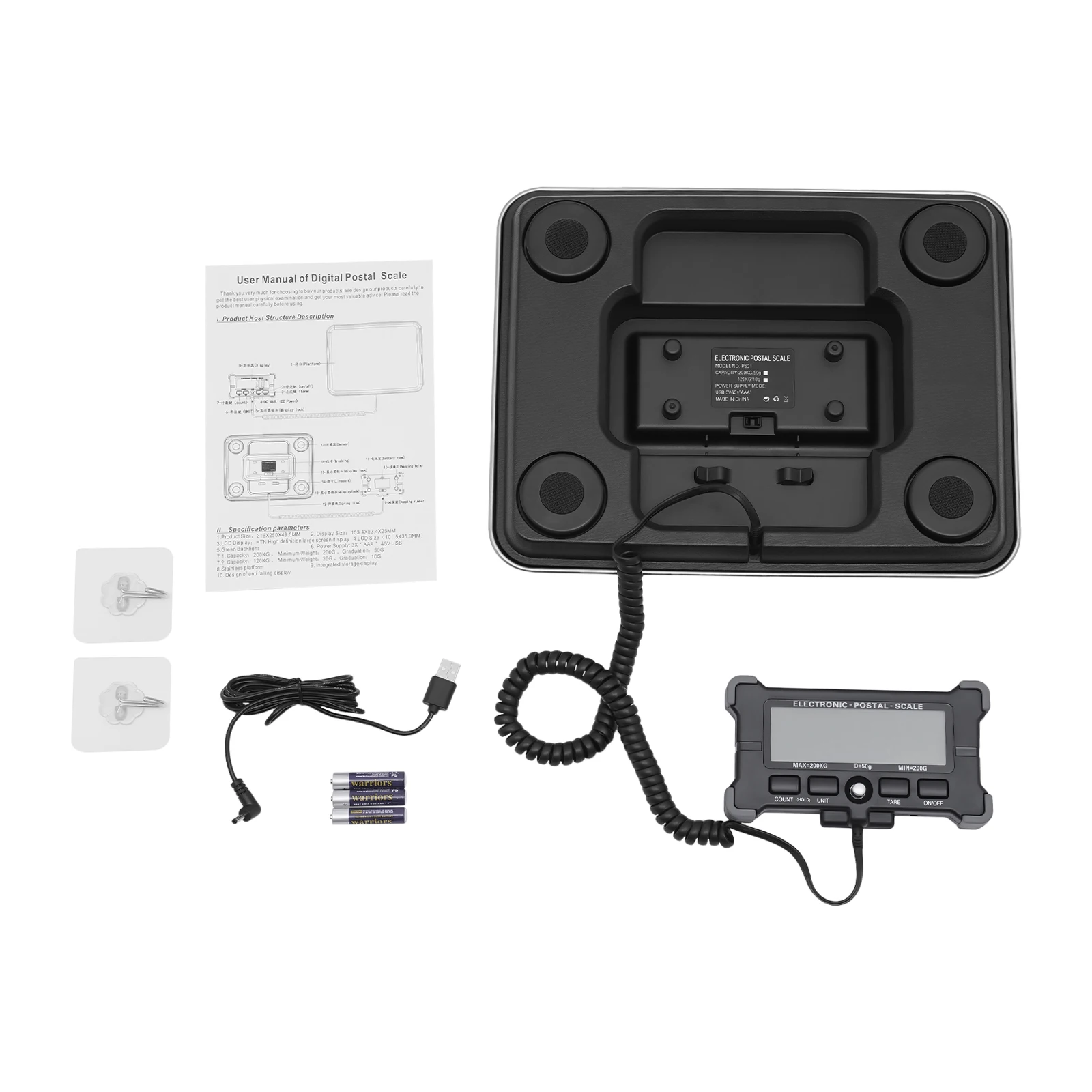 Цифровые почтовые весы, почтовые весы 440 фунтов, коммерческие весы с аккумулятором и ЖК-дисплеем для багажа, склада