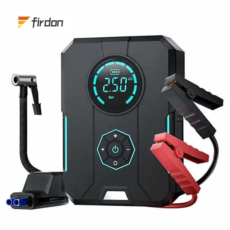 

Portable Emergency Power Supply Car jump starter Power Battery Charger 12 Voltage Adaptive Car jump starter with Tire Inflator