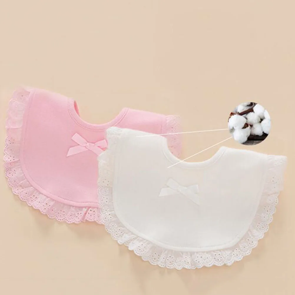 

Lace Baby Waterproof Cotton Bib For Newborn Infant Girls Soft Protective Bibs Pink Princess Style Cotton Drool Bib