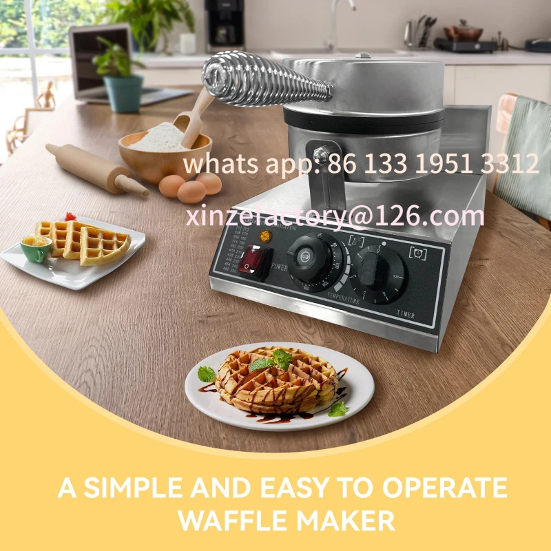 

Customizable Commercial Waffle Maker Machine, 110V 1200W Stainless Steel Nonstick Waffle Maker for Home and Restaurant