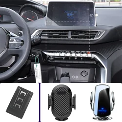 Car Phone Holder For Peugeot 4008 2016 2017-2023 5008 2017-2023 Mobile Phone Mounts Car Wireless Charging Special Fixed Base