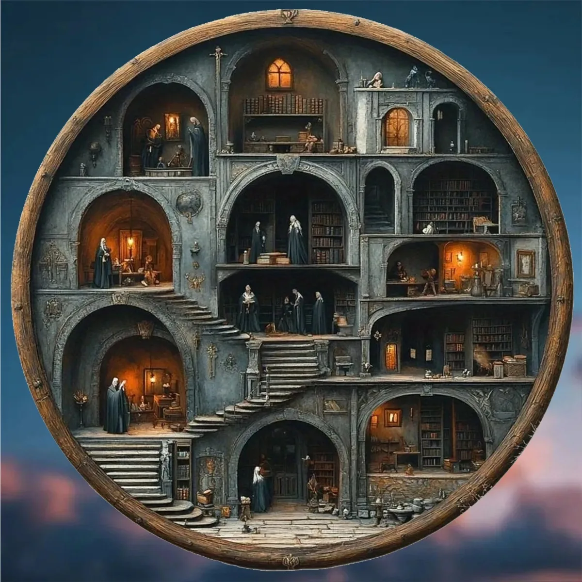 لوحة كلاسيكية من القصدير ولوحة دائرية للمدرسة السحرية ثنائية الأبعاد - ديكور أنيق للحانات/المقاهي/المنزل