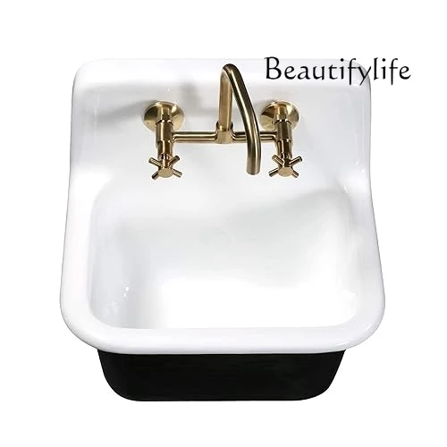 

Чугунная эмаль для ванной комнаты с высокой спинкой, встроенная глубокая раковина, умывальник в стиле ретро, бытовой, простая мода