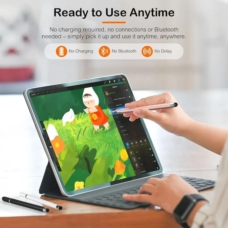 Стилус 2 в 1, двойной наконечник для iPad, планшета, телефона, рисования, письма, высокоточный емкостный наконечник диска, сенсорные ручки без зарядного экрана