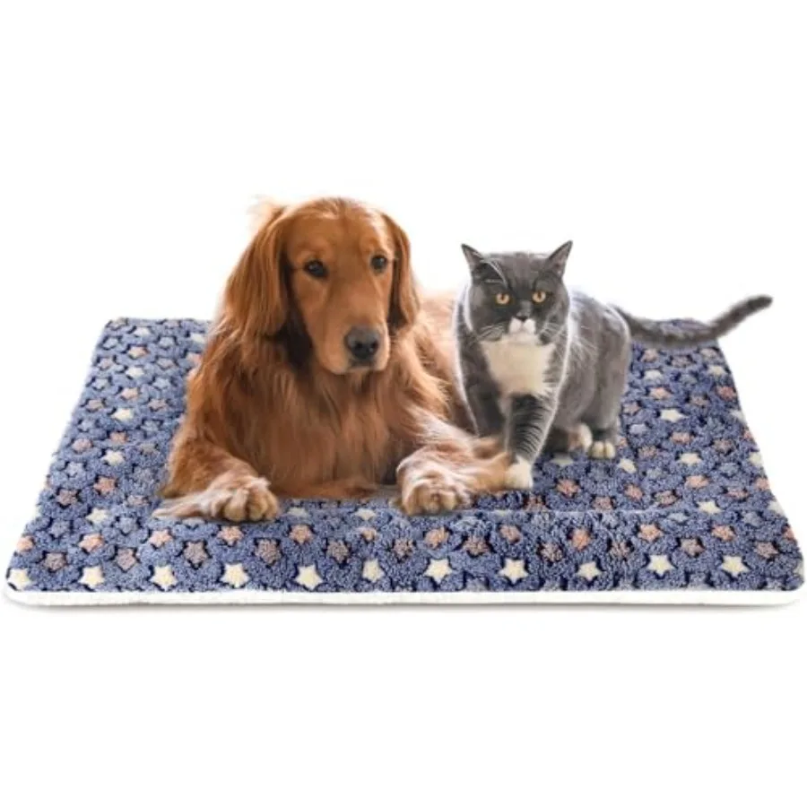 

Dog Bed Crate Pad Ultra Soft Pet Bed with Cute Star Print Washable Crate Mat for Large Medium Small Dogs Reversible Fleece Dog