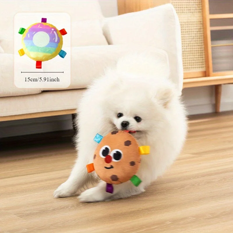 Juguete de Peluche para Mascotas, Juguete Interactivo para Perros, Frisbee de Peluche, Juguete Duradero con Sonido para Cachorros y Perros, Productos para Mascotas