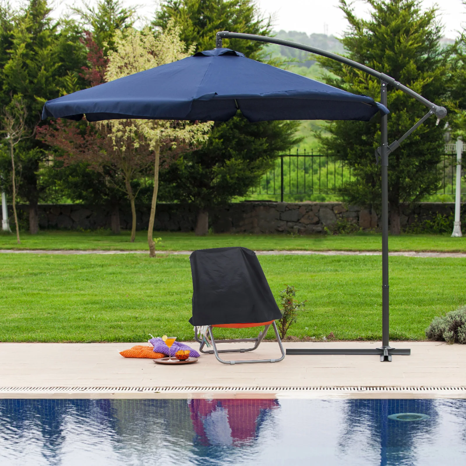 

Outdoor Folding Patio Chair Covers Black Waterproof Dustproof Tear Resistant Protective Cover for Lawn Garden Reclining Deck