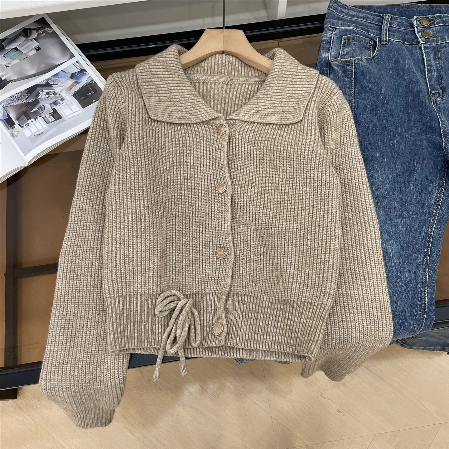 

Облегающий однотонный открытый кардиган на одной пуговице, женский модный универсальный топ, милый длинный свек, осенне-зимний свитер