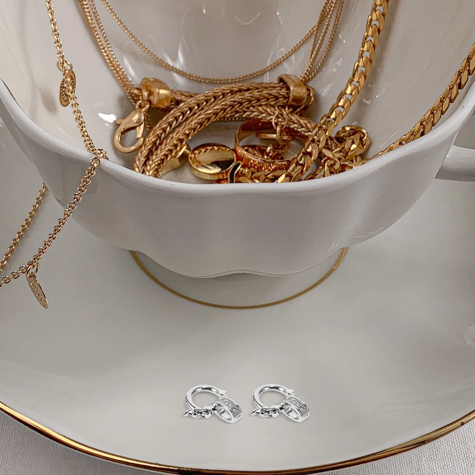 

5 Pcs Universal Connector Buckle Jewelry Clasps Silver Round Necklace Bracelet Converter Link Decorative Metal