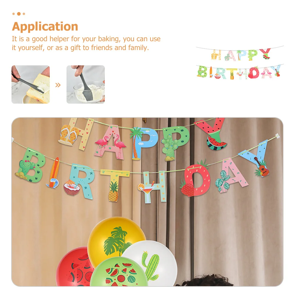 

Creative Hawaiian Party Banner Decorative Paper Hanging Banner Birthday Accessory Cartoon Delicate Birthday Decor