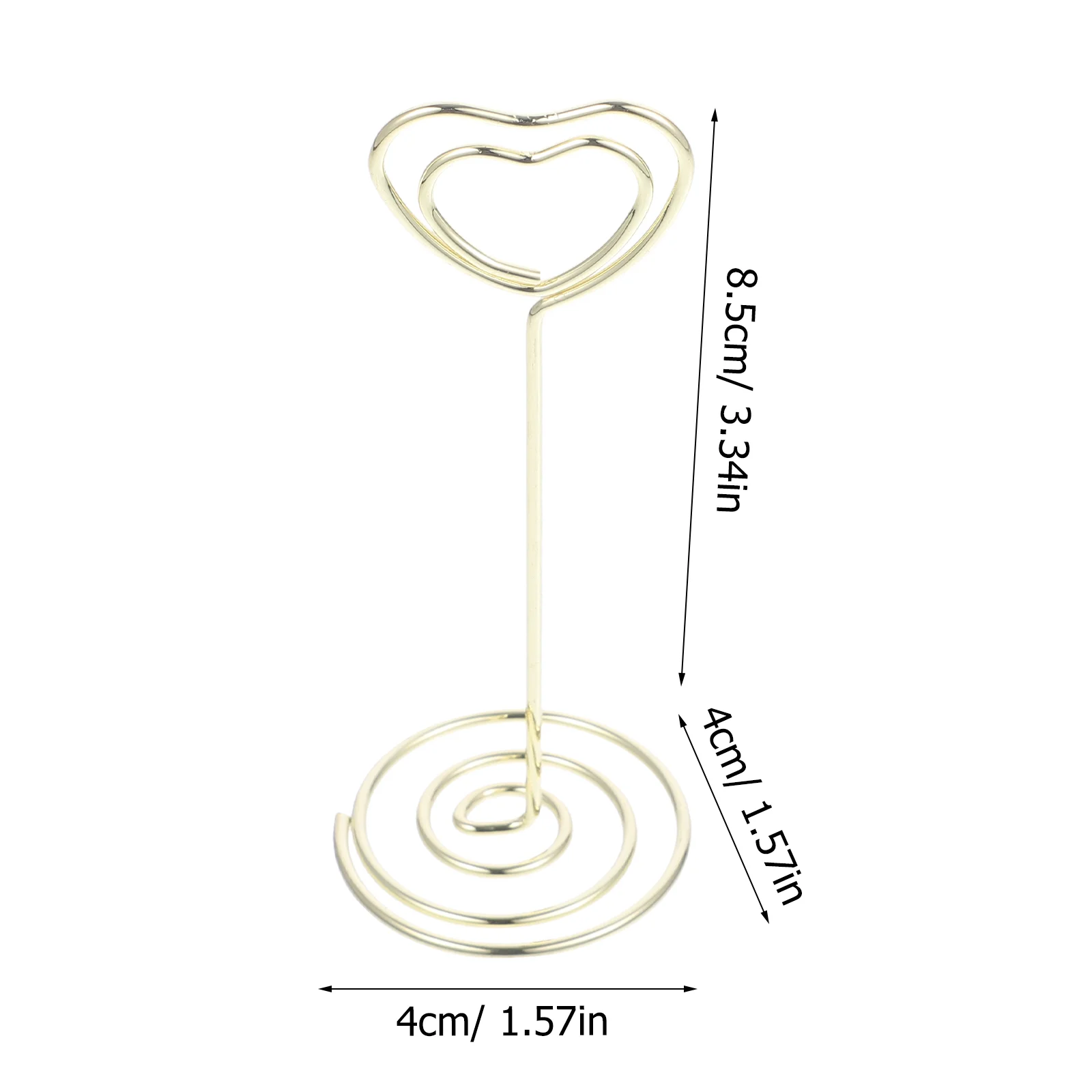 24 Uds Base en espiral soporte para fotos Clips de papel soportes de números de mesa de Metal forma de corazón