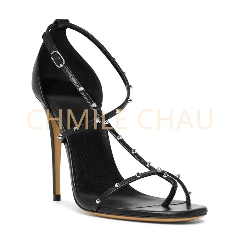 【Measure Your Feet Length Before Order】Rivet Women Luxury Sandal High Heel Sexy Luxry Evening Party Elegant Lady Shoe 5-CHC-30