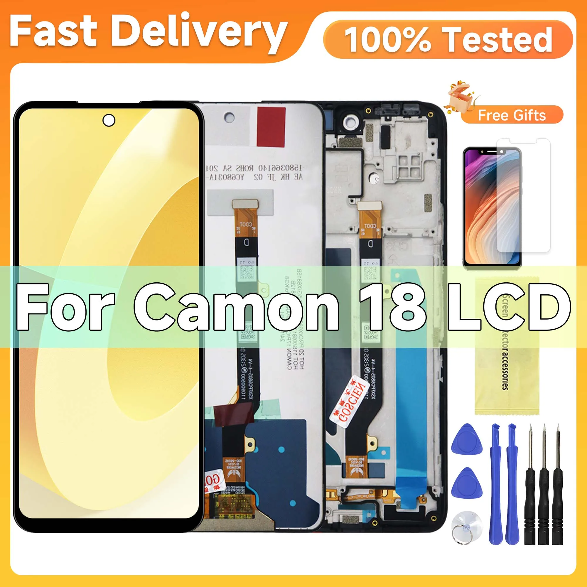 

6.8“ Screen For Tecno Camon 18 CH7 CH7n LCD Display Touch Screen Digitizer Assembly For Tecno Camon 18 P CH6 CH6n Display