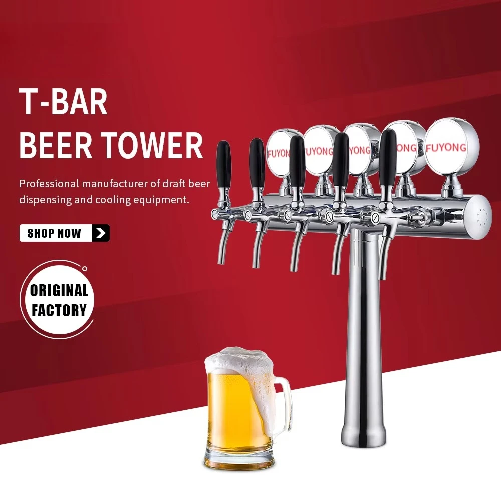 5 Tap T Shape Beer Tower in Drink Dispenser Stainless Steel Column for Beer Serving