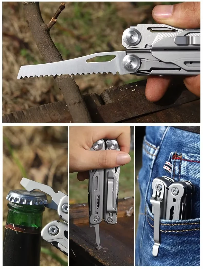 1 sztuka wielofunkcyjne szczypce kempingowe śrubokręt, Outdoor taktyczna wojskowa Survival Multitool kieszonkowy nóż składany