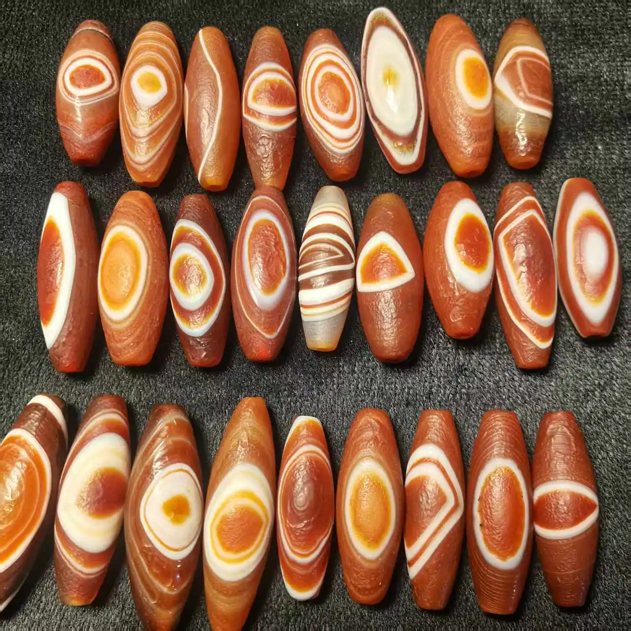 10pcs/lot Red Agate Natural Eye Beads with Wrapped Ribbons Amulet DIY Beads Men\'s&Women\'s  Bracelets Pendants Necklaces