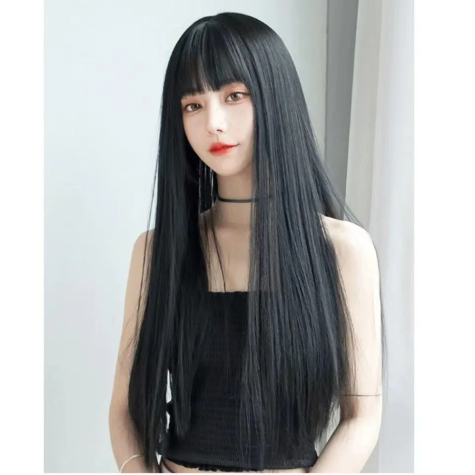 26-Inch Long Straight Synthetic Cosplay Wig Set