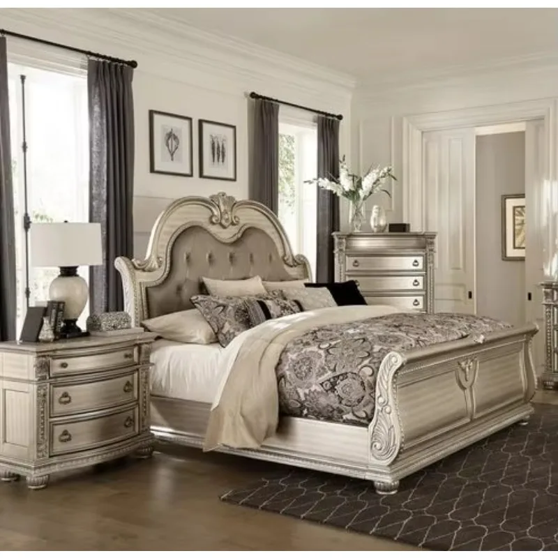

Saudi Luxury Classic Custom Size Bedroom Hotel Furniture Dubai Queen King Size Beds Set Qatar