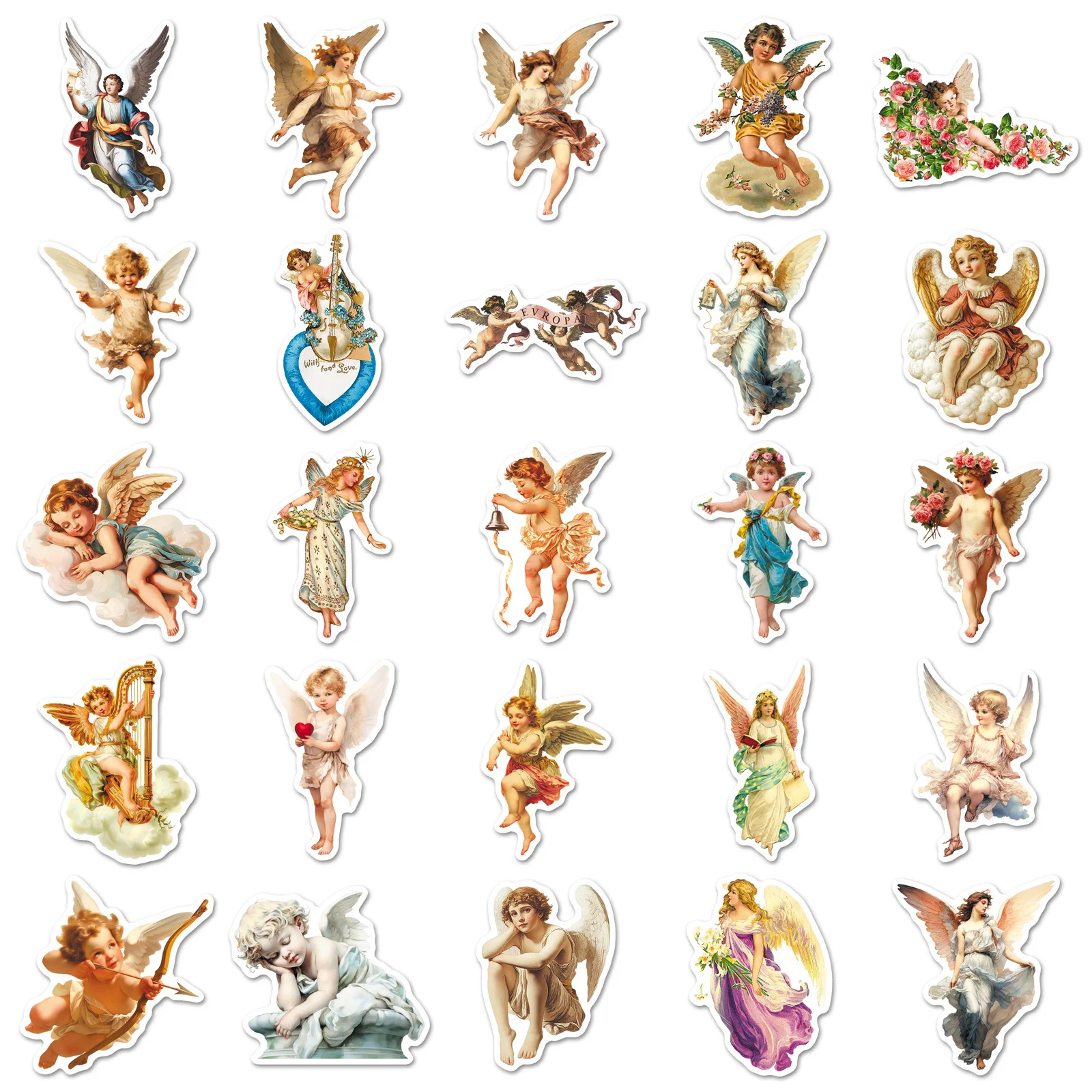 

50PCS Angel Sticker Retro Style Mythical Graffiti Western Angel Decorative Laptop Phone Case iPad Waterproof Sticker Kids Toy