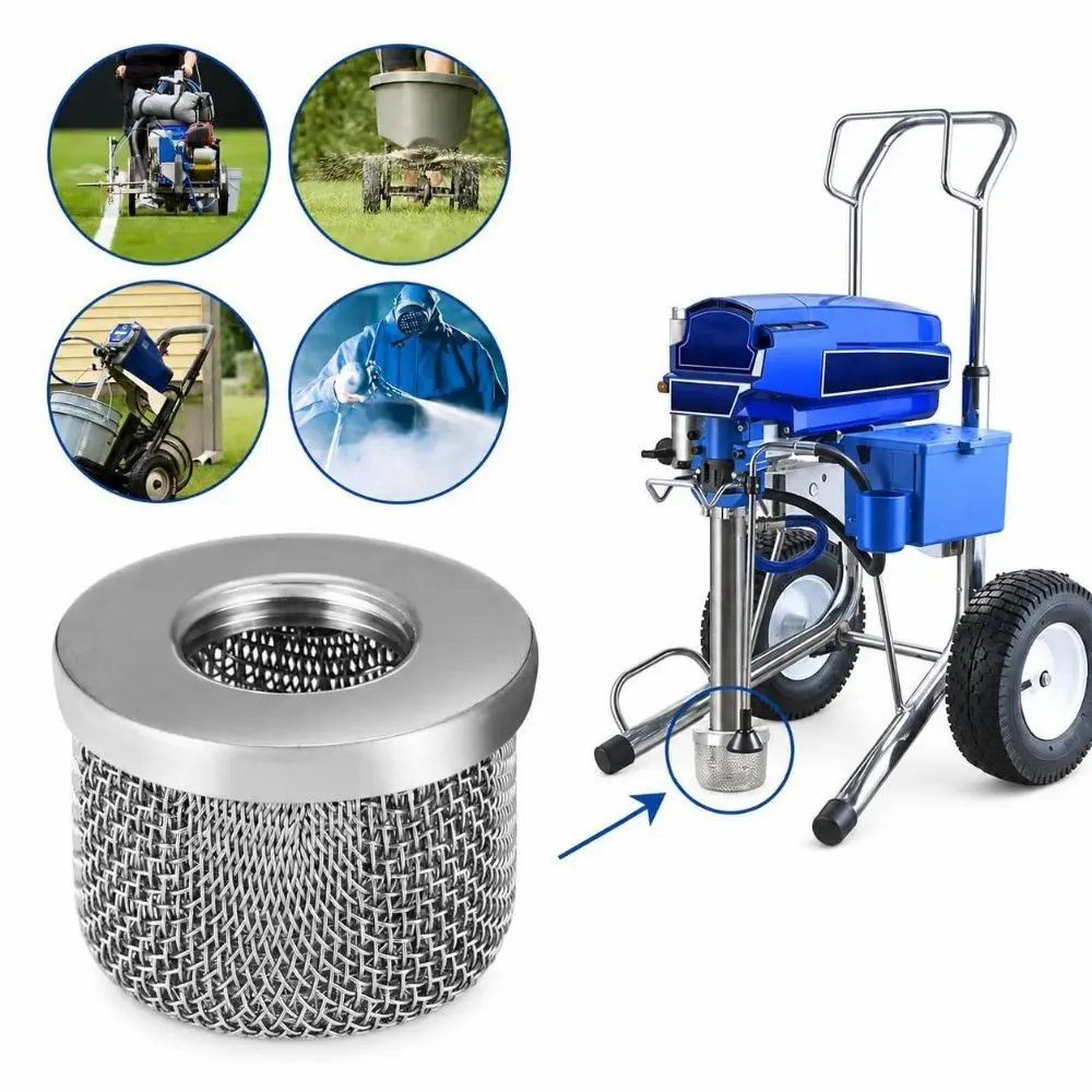 Stainless Steel Paint Sprayer Filter Silver Cylindrical Shape Sprayer Suction Filter Double Screen Airless Sprayer Filter