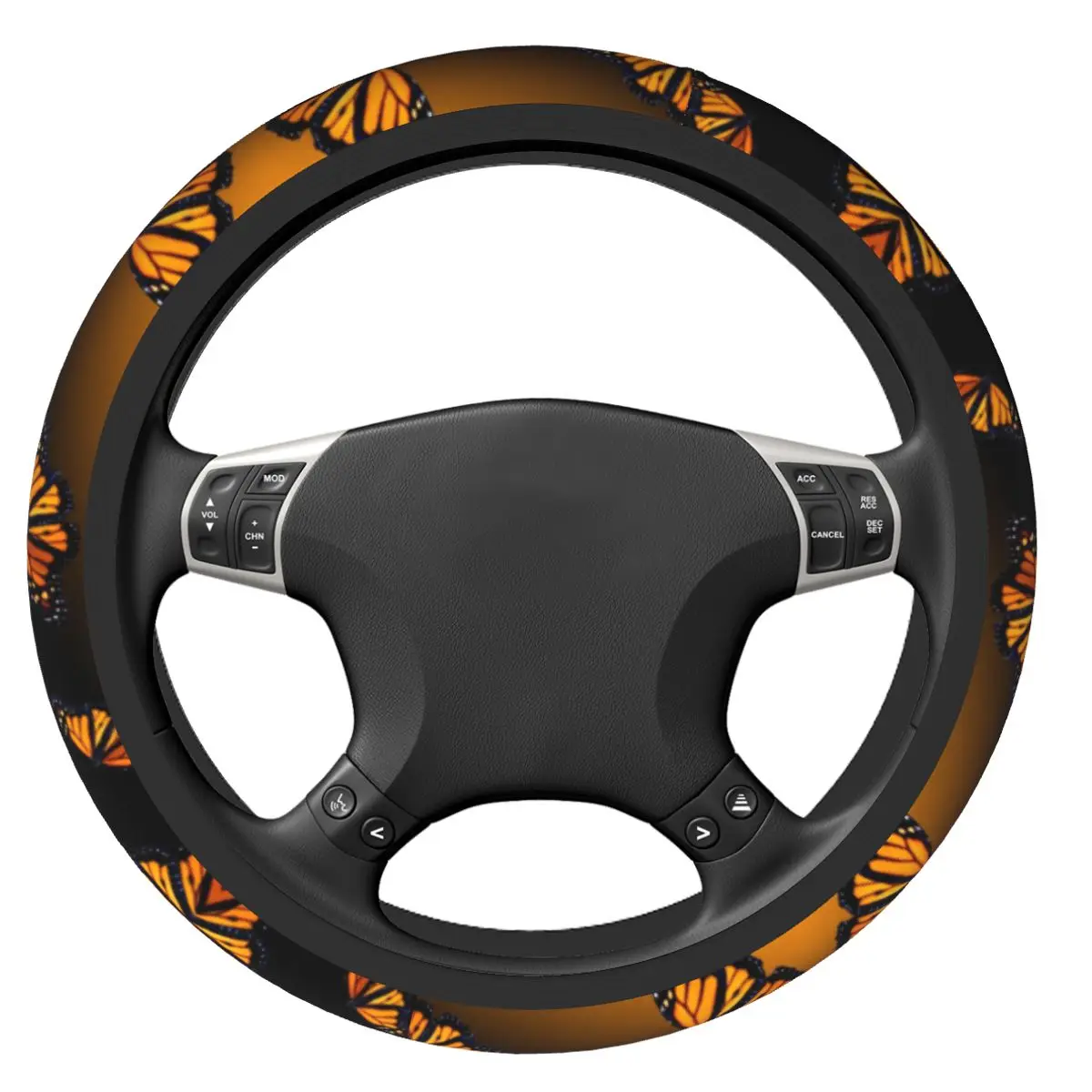 37-38 Steering Wheel Covers Orange Monarch Butterflys Universal Art Braid On The Steering Wheel Cover Suitable Car Accessories