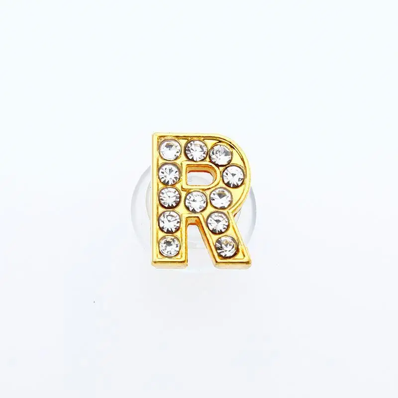 Gouden Letters Kristal Diamant Legering Bedels Accessoires Mode Zachte PVC Schoenen Gesp Kids Decoratie Ontwerp Groothandel 1 Stuks