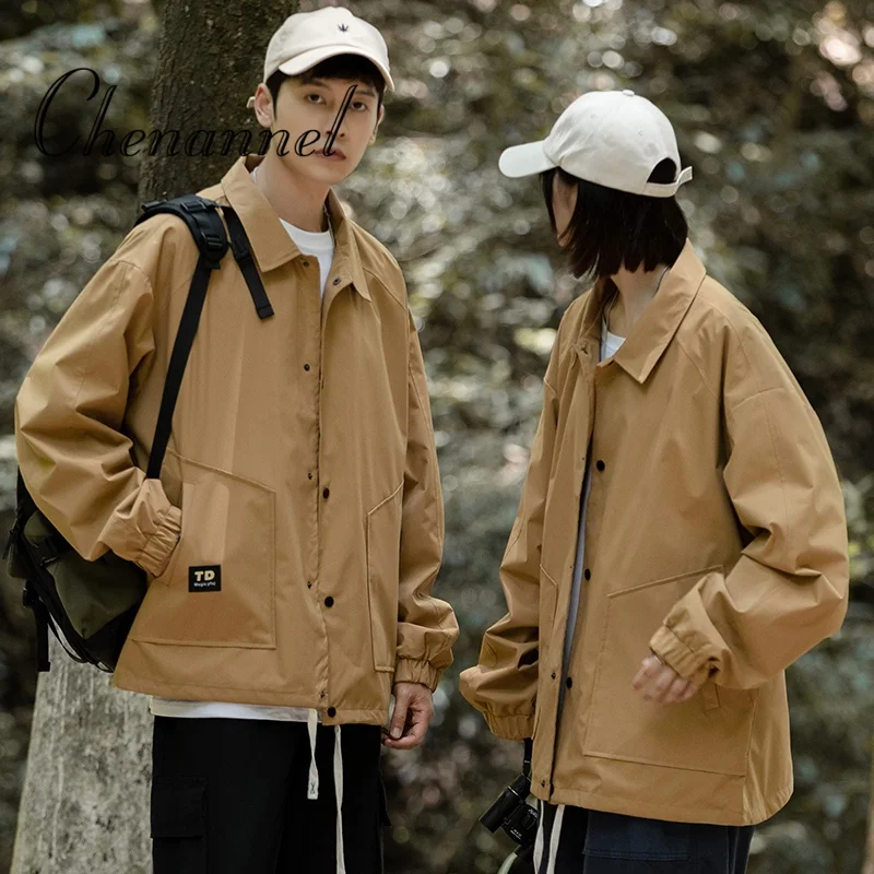 

American lapel trench coats baseball jackets men's outerwear loose workwear for spring and autumn pilot jackets for men