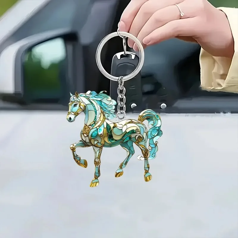 لطيف الكرتون الإبداعية كريستال الحصان الاكريليك قلادة المفاتيح قلادة سحر المجوهرات حقيبة الظهر اكسسوارات الهدايا