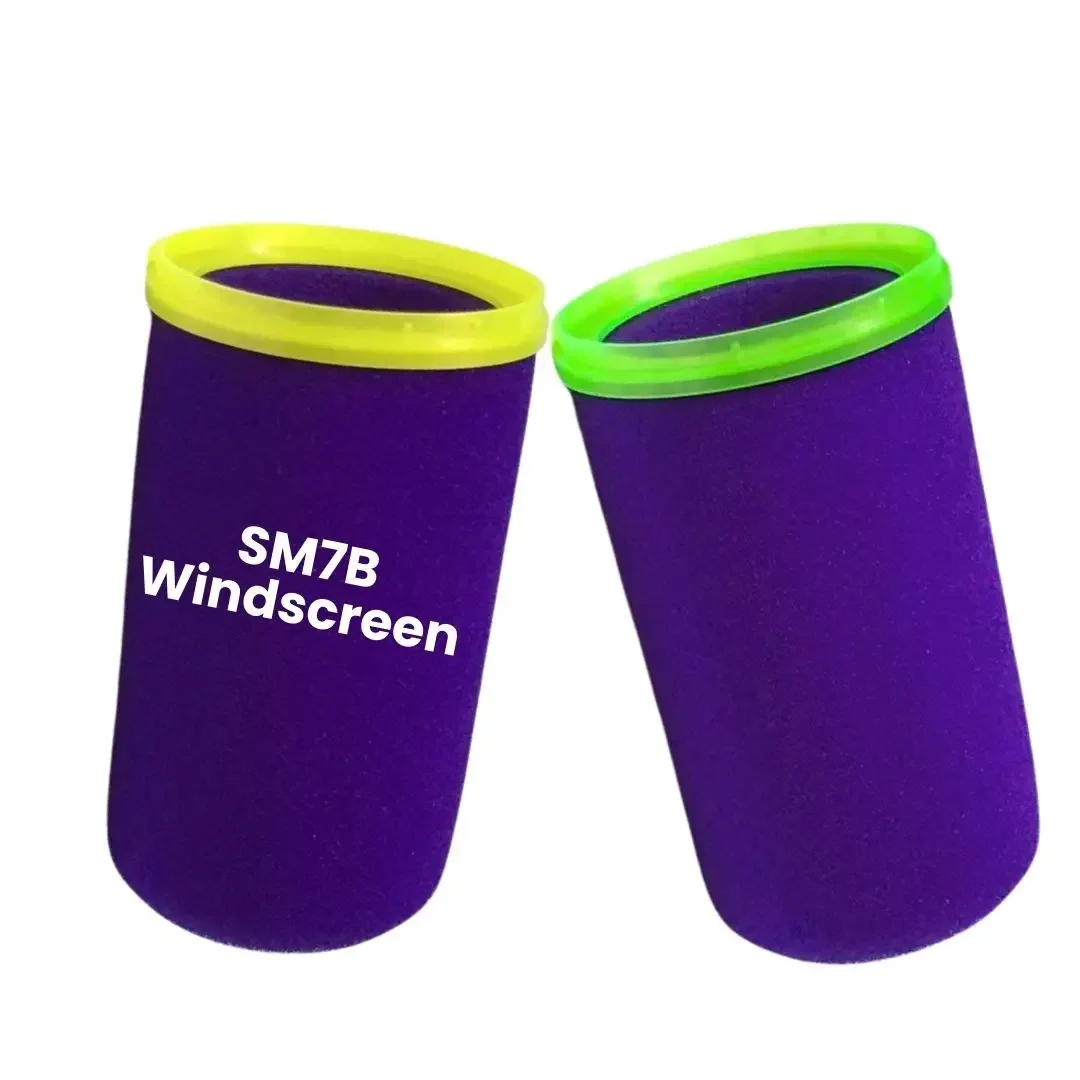 Violet Professional Sound Absorbing Foam Microphone Windscreen Cover Dual Color Yellow Green Retaining Ring for Shure SM7B SM7dB