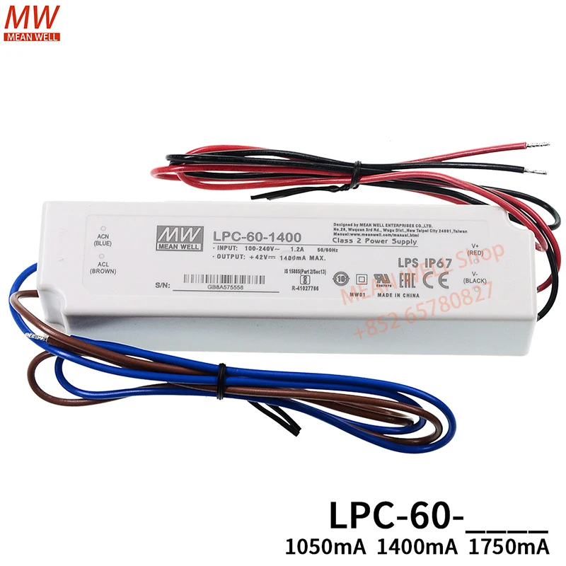 Original MEAN WELL LED waterproof constant current lighting drive electronic screen switching power supply LPC-60-1050/1400/1750