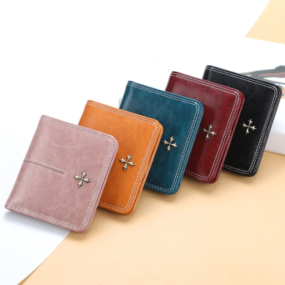 Zipper Mini Women Wallets Soft Vertical Square Shape PU Leather Small Wallets Card Holder Wallet