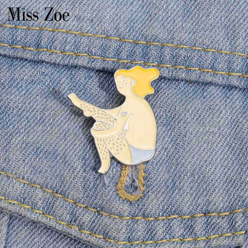 Feminist Enamel Pins Custom Girl With Leg Hair Brooches Lapel Badges Stop Body Shame Feminism Jewelry Gift for Kids Friends