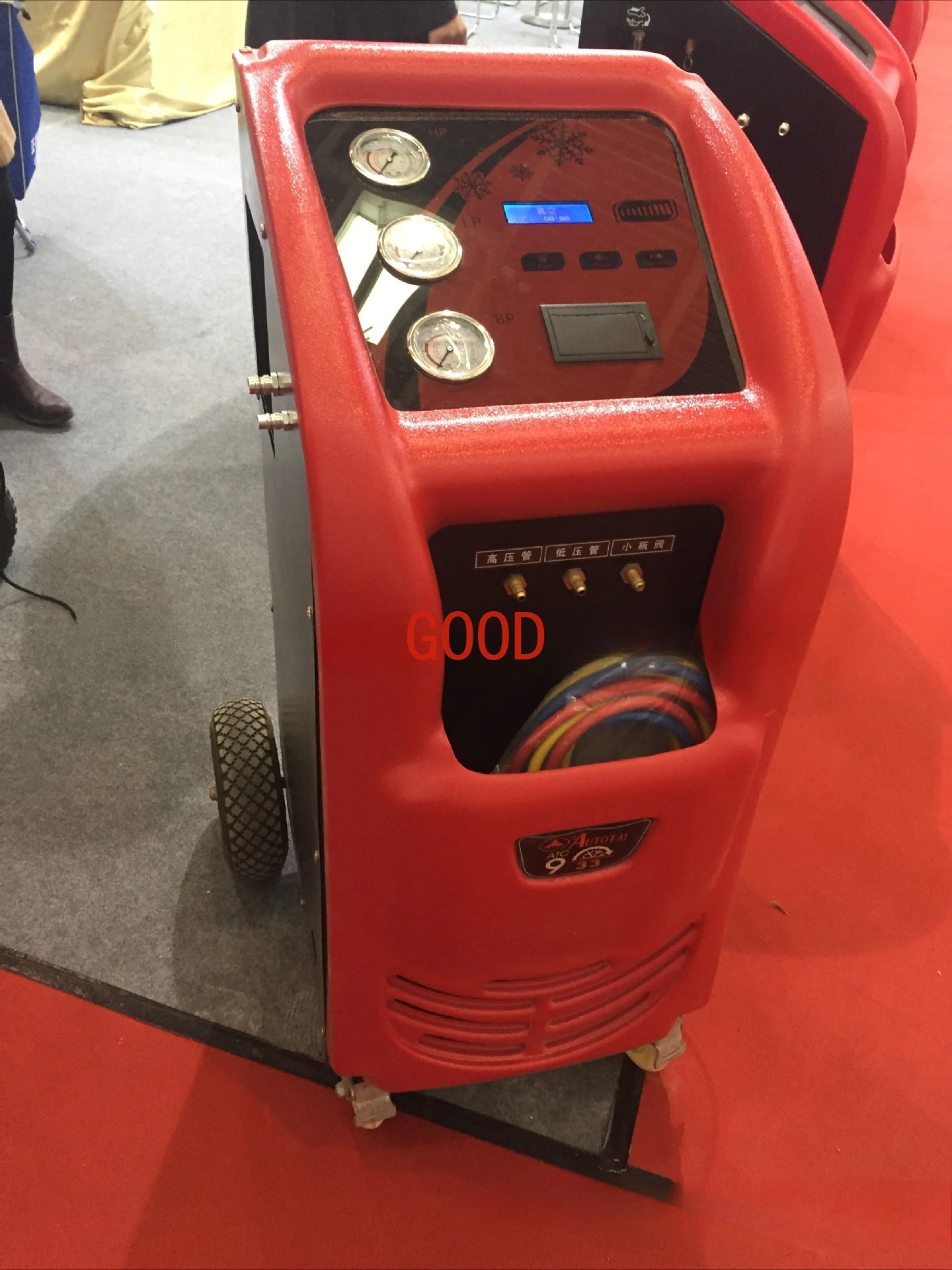 Máquina automática de llenado y recuperación de refrigerante de aire acondicionado automotriz, impresión por correa de refrigerante