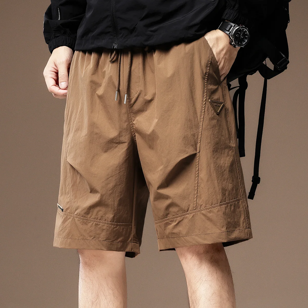 

High-End Ice Silk Quick-Dry Casual Shorts Men's Summer Thin Outdoor Leisure Sports Five-Quarter Pants Loose Straight Leg Elas...