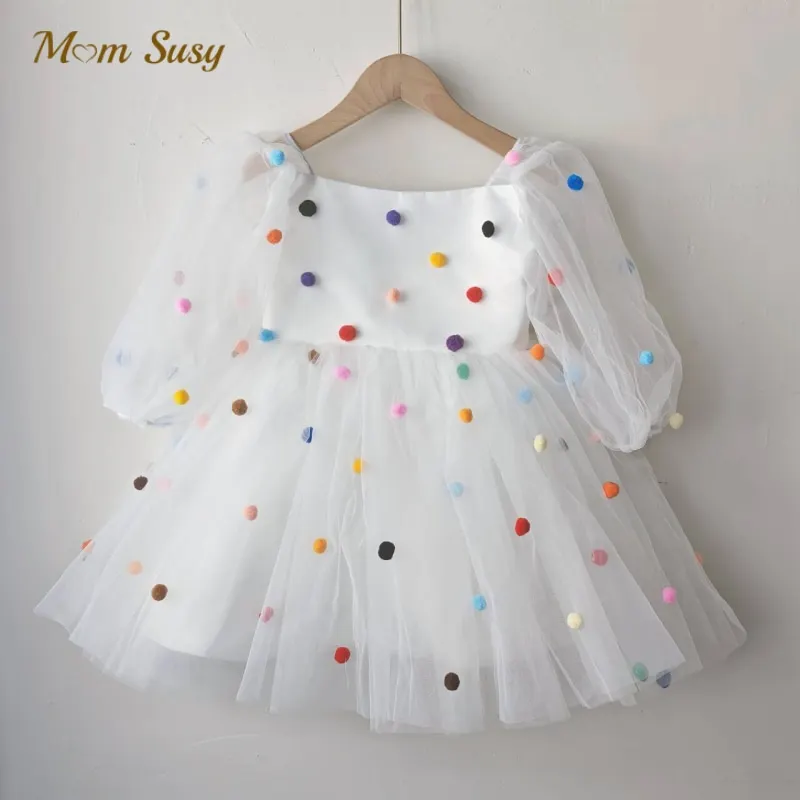 

Customized Baby Girl Princess Butterfly Tulle Dress Puff Sleeve Child Tutu Vestido Wedding Party Birthday Baby Clothes 1-12Y