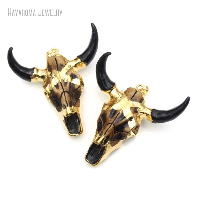 5Pcs Cow Head Bull Cattle Skull Steer Pendant Southwestern Texas Longhorn Jewelry Charm