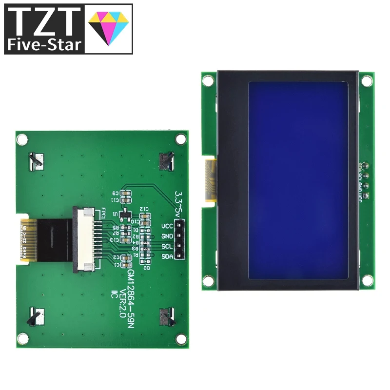 Imagem -06 - Placa Gráfica da Tela para Arduino Painel Lcm Tela da Matriz do Ponto Módulo do Lcd Tzt 128x64 I2c St7567s Cog 128x64